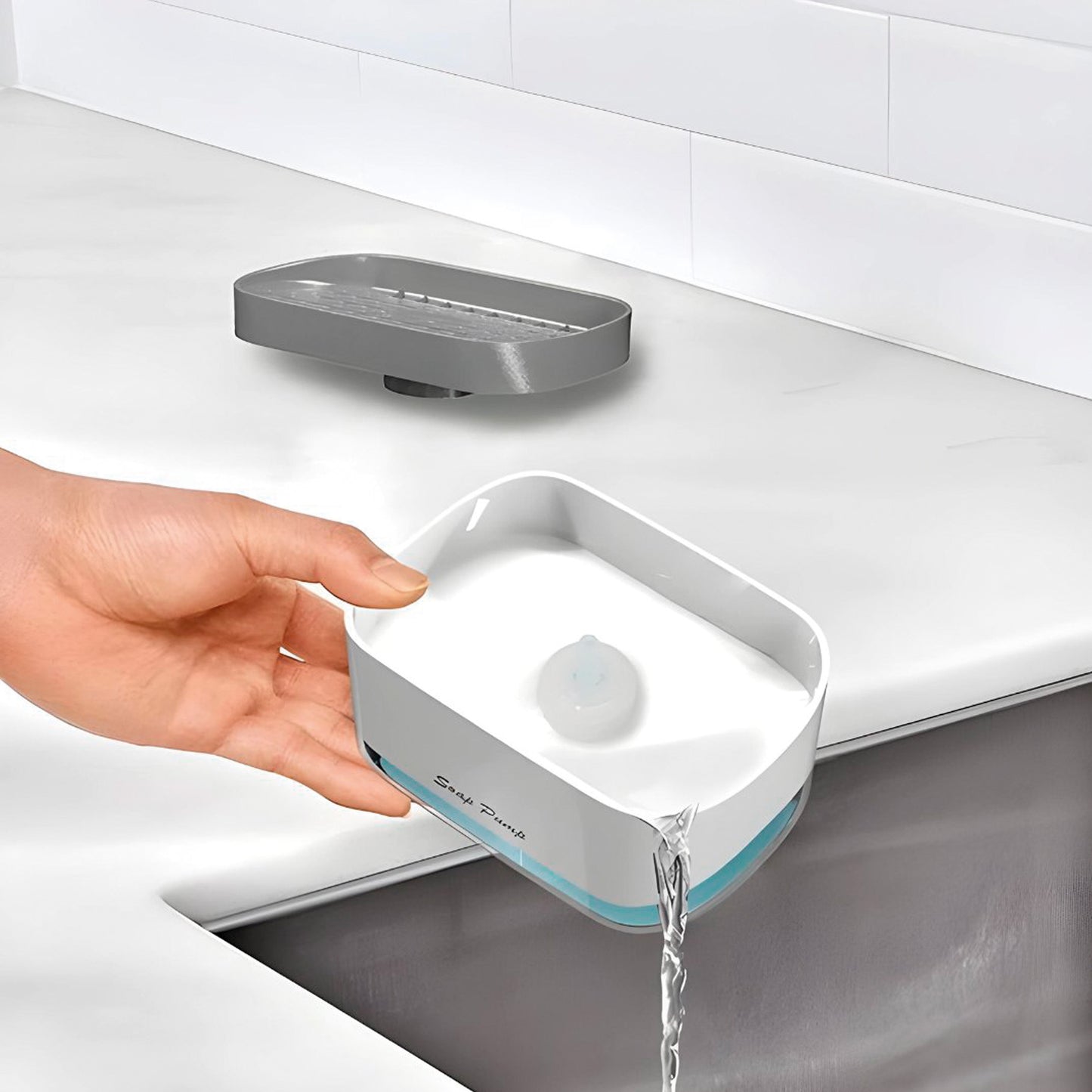 Dispensador de jabón lavaloza blanco