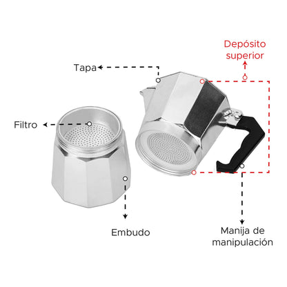 Cafetera moka 9 tazas – 350 ml